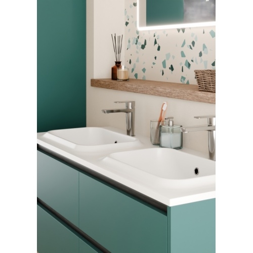 Meuble vasque JUPITER 3.0 Bleu Canard 120 cm - Plan Dune - Sans miroir Jupiter 120 - Cote - Bleu canard - Vasque DUNE Meuble vasque JUPITER 3.0 Bleu Canard 120 cm - Plan Dune - Sans miroir Jupiter 120 - Cote - Bleu canard - Vasque DUNE