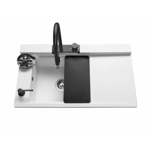 Evier de cuisine multifonctions Blanc et Noir - L910