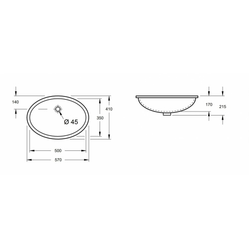 Vasque EVANA à encastrer par-dessous 6147 00 XX Schéma Vasque EVANA à encastrer par-dessous 6147 00 XX Schéma