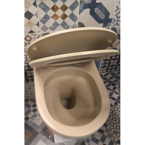 Cuvette suspendue sans bride KELOS Flush Beige Mat avec abattant Kelos Beige Frein chute Cuvette suspendue sans bride KELOS Flush Beige Mat avec abattant Kelos Beige Frein chute