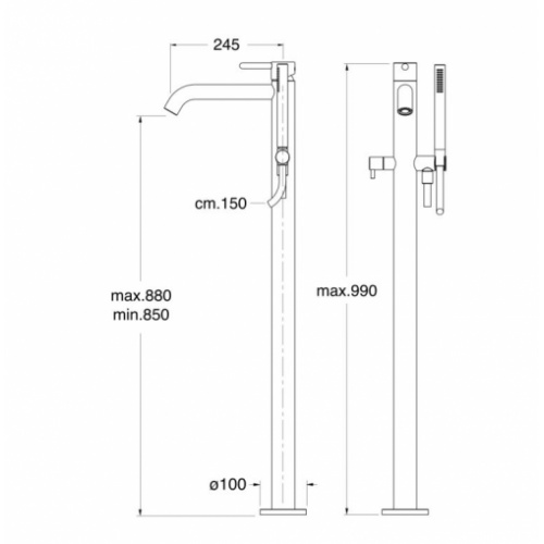 Bain douche monocolonne Inox IX - IX18928+PD29000 IX18928 Schéma