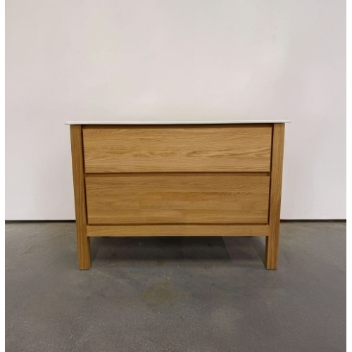 Meuble double vasque Bois massif WOOD 2 tiroirs 120cm 02