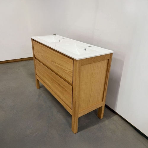 Meuble double vasque Bois massif WOOD 2 tiroirs 120cm 03