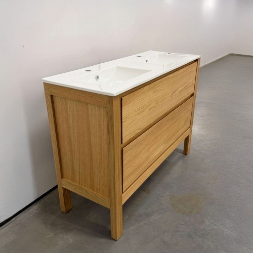 Meuble double vasque Bois massif WOOD 2 tiroirs 120cm 05