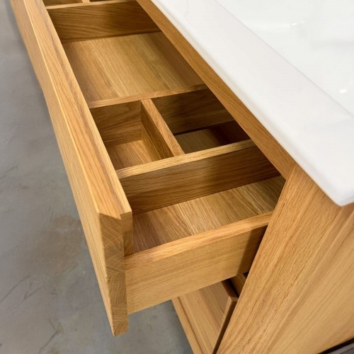 Meuble double vasque Bois massif WOOD 2 tiroirs 120cm 07