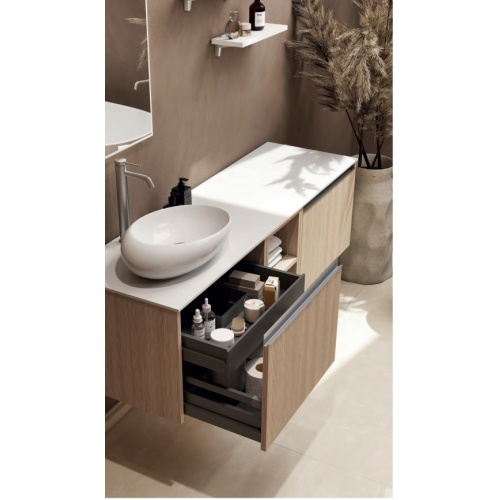 Meuble de salle de bain STRIATO 150 Chêne Strié Doré