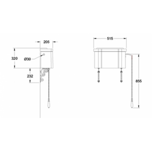 Réservoir Haut avec chainette et manette blanche C28S Schéma Réservoir Haut avec chainette et manette blanche C28S Schéma