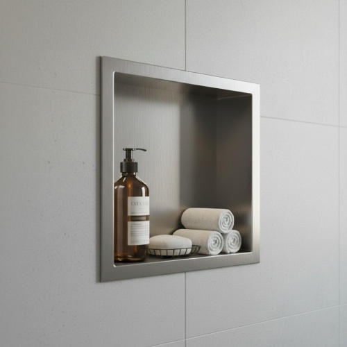 Niche murale de douche, étagère encastrable douche acier Inox Brossé - 30x30cm 02-NICHE Niche murale de douche, étagère encastrable douche acier Inox Brossé - 30x30cm 02-NICHE