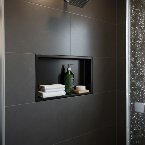 Niche murale de douche, étagère encastrable douche acier Noir Mat - 30x60cm