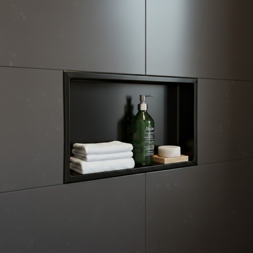 Niche murale de douche, étagère encastrable douche acier Noir Mat - 30x60cm 02-NICHE