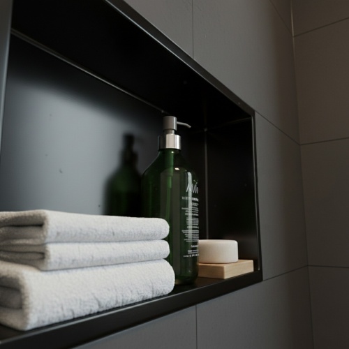 Niche murale de douche, étagère encastrable douche acier Noir Mat - 30x60cm 04-NICHE