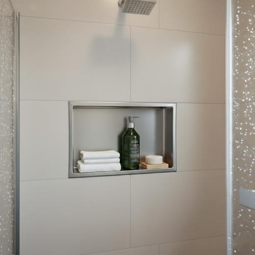 Niche murale de douche, étagère encastrable douche acier Inox Brossé - 30x60cm