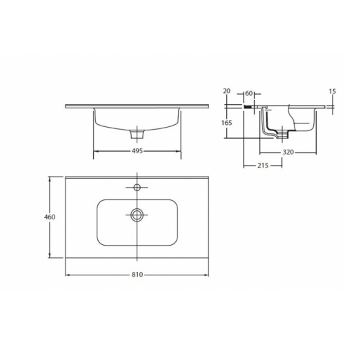 Meuble simple vasque Bois massif WOOD 2 tiroirs 80cm Plan vasque 80