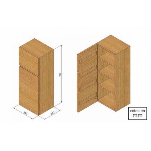 Demi-colonne 1 porte WOOD en Bois Massif - Charnières Gauches Demi-colonne Schéma