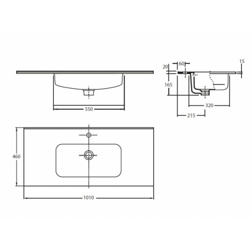 Meuble simple vasque Bois massif WOOD 2 tiroirs 100cm Plan vasque 100