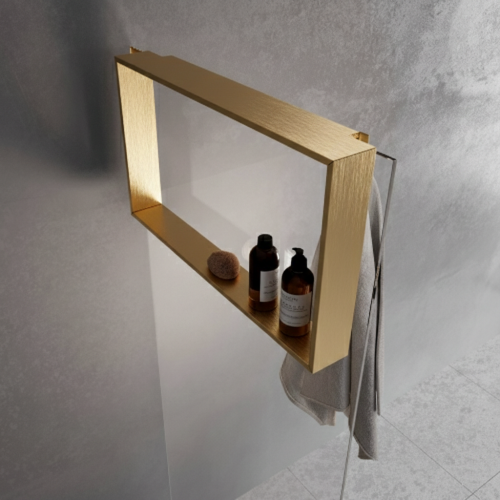 Étagère et crochet FRAME pour paroi de douche - Or Brossé Frame Or Brossé