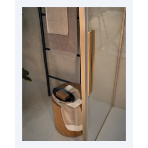 Paroi de douche d'angle coulissante RIGA 2P+F - Or brossé - 110cm - Droite RIGA Or