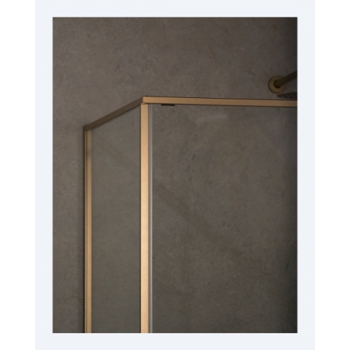 Paroi de douche d'angle coulissante RIGA 2P+F - Or brossé - 110cm - Droite RIGA Or profilé