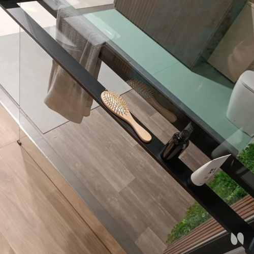 Kit FRAME HD Porte-serviettes + Tablette - Version Droite - Maxi 120 cm - Noir Mat Kit FRAME HD Porte-serviettes + Tablette