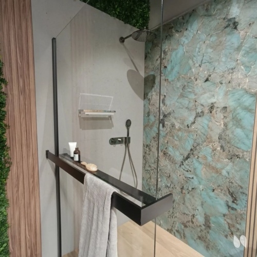 Kit FRAME HD Porte-serviettes + Tablette - Version Gauche - Maxi 120 cm - Noir Mat