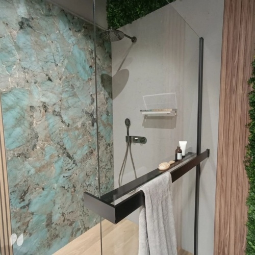 Kit FRAME HD Porte-serviettes + Tablette - Version Droite - Maxi 120 cm - Noir Mat Kit FRAME HD Porte-serviettes + Tablette_2 - Droite