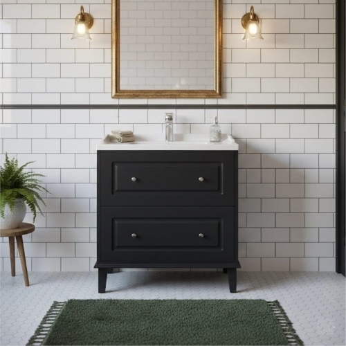 Meuble de salle de bain RETRO 80cm Noir mat