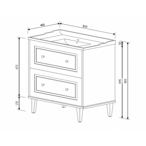 Meuble de salle de bain RETRO 80cm Noir mat Rétro cotes Meuble de salle de bain RETRO 80cm Noir mat Rétro cotes