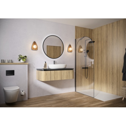 Paroi de douche SOLO ARKADE Noir mat - 90cm - Gauche solo-arkade-noir-mat-gauche-photo-in-situ