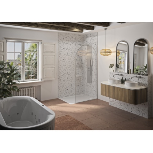 Paroi de douche SOLO ARKADE Inox Brossé - 120cm - Droite solo-arkade-inox-brosse-droite-situ