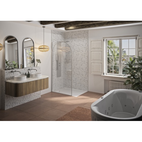 Paroi de douche SOLO ARKADE Inox Brossé - 90cm - Gauche solo-arkade-inox-brosse-gauche-situ