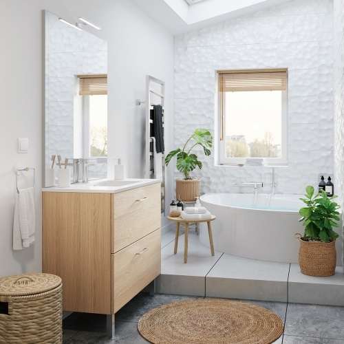 Meuble CHANGO sur pieds 2 tiroirs Chêne Clair 90cm