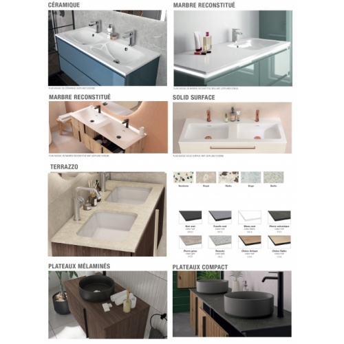 Ensemble CANOPEE Noyer Tabac - Plan Terrazzo Vasque Profondeur 51cm Ensemble CANOPEE Noyer Tabac - Plan Terrazzo Vasque Profondeur 51cm