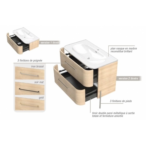 Meuble de salle de bains ECLIPSE 1 grande vasque 120cm Chêne Sable Eclipse Meuble de salle de bains ECLIPSE 1 grande vasque 120cm Chêne Sable Eclipse