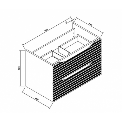 Meuble de Salle de Bain Structura 80cm 2 Tiroirs Blanc Brillant Structura 80 Schéma
