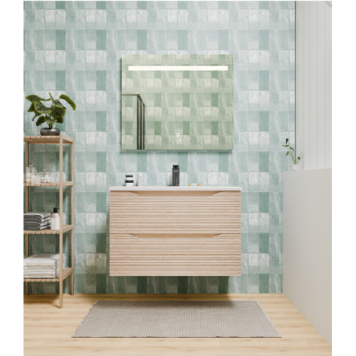 Meuble de Salle de Bain Structura 80cm 2 Tiroirs Bois Clair STRUCTURA_80 cm_BOIS CLAIR_FACE