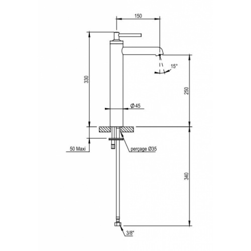 Mitigeur de lavabo rehaussé MINOE Nickel Mat 47 719-79 719