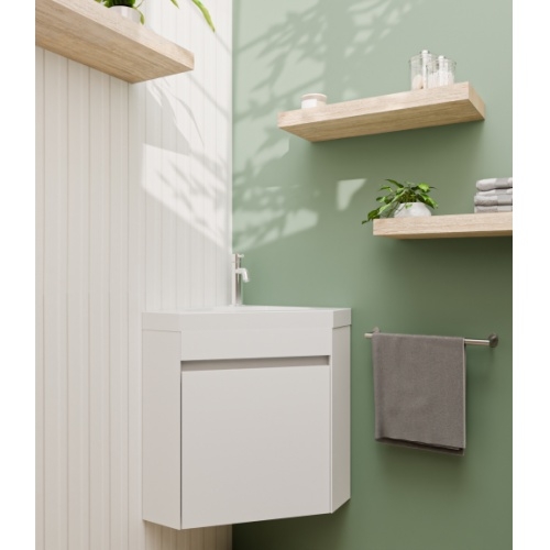 Meuble lave-mains d'angle ANGLEO Blanc Brillant