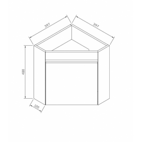 Meuble lave-mains d'angle ANGLEO Blanc Brillant ANGLEO Schéma