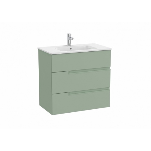 Meuble simple vasque 3 tiroirs Victoria-N – Vert Sauge Mat 80cm