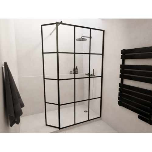Paroi de douche LOFT BLACK 100cm + Volet pivotant LOFT battant 100 côté