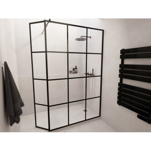 Paroi de douche LOFT BLACK 120cm + Volet pivotant LOFT battant 120 côté