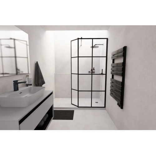 Paroi de douche LOFT BLACK 80 cm + Volet pivotant LOFT battant 80