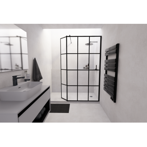 Paroi de douche LOFT BLACK 100cm + Volet pivotant LOFT battant 100