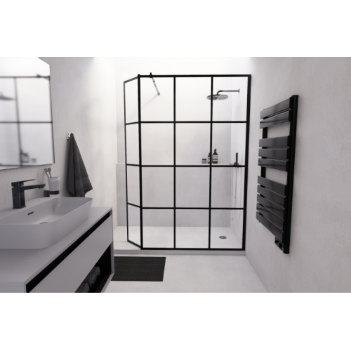 Paroi de douche LOFT BLACK 120cm + Volet pivotant