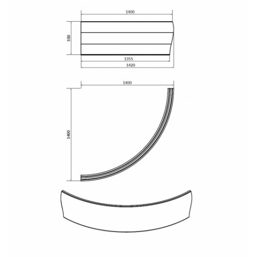 Pack baignoire d'angle VENUS 140x140 avec tablier s401-040_venus_Tab