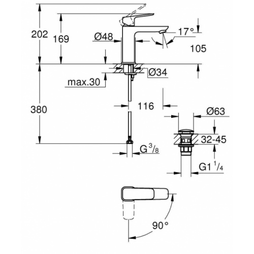 Mitigeur de lavabo CUBEO taille M Chromé 2221166