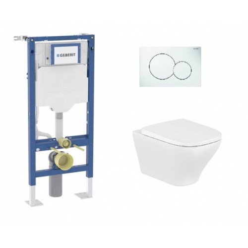Pack Geberit UP320 + Cuvette sans bride OPTICA + Plaque Sigma Blanc