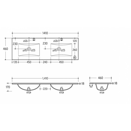 Meuble double vasque JUPITER 3.0 Blanc Brillant 140cm - Sans miroir E141 Meuble double vasque JUPITER 3.0 Blanc Brillant 140cm - Sans miroir E141