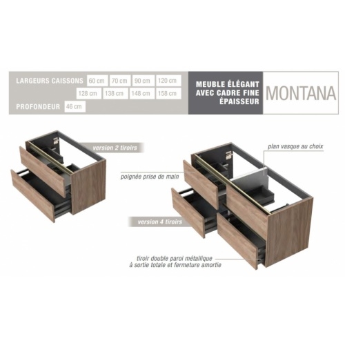 Meuble de salle de bains MONTANA Cachemire et Noyer Americain MONTANA