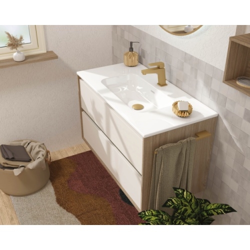 Meuble de salle de bains MONTANA Cachemire et Noyer Americain